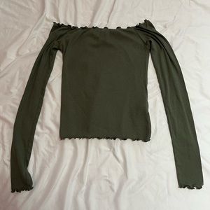 Green Hollister Lettuce Trim Off Shoulder Top